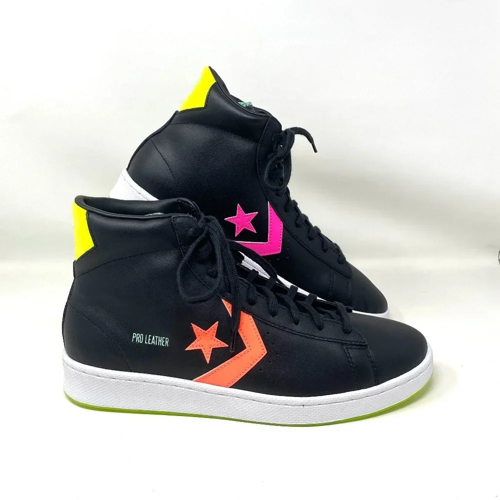 Converse Pro Leather Black Orange Yellow High Top Shoes Men's Sneakers 169651C - Picture 1 of 11